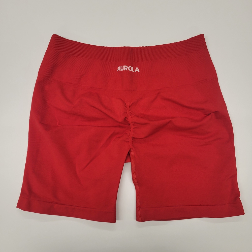 AUROLA Intensify Seamless Scrunch Workout Shorts Fiery Red Size M